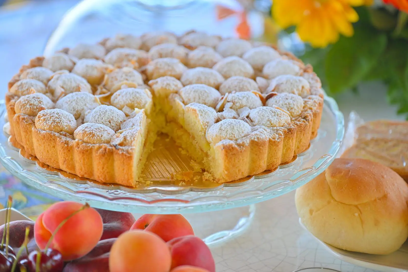 The tart with fresh apricots from the buffet